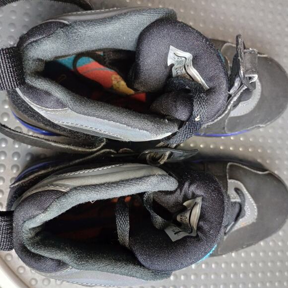 Nike Air Jordan 8 VIII Retro Youth Sneakers Black Aqua Size 5Y - Picture 9 of 10